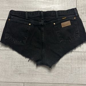 Wrangler Retro Bailey Black Wash High Rise Hi-Lo Cut & Frayed Shorts